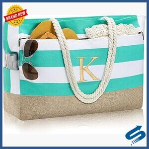 Large Waterproof Beach Tote with Zipper Personalized Travel Bag